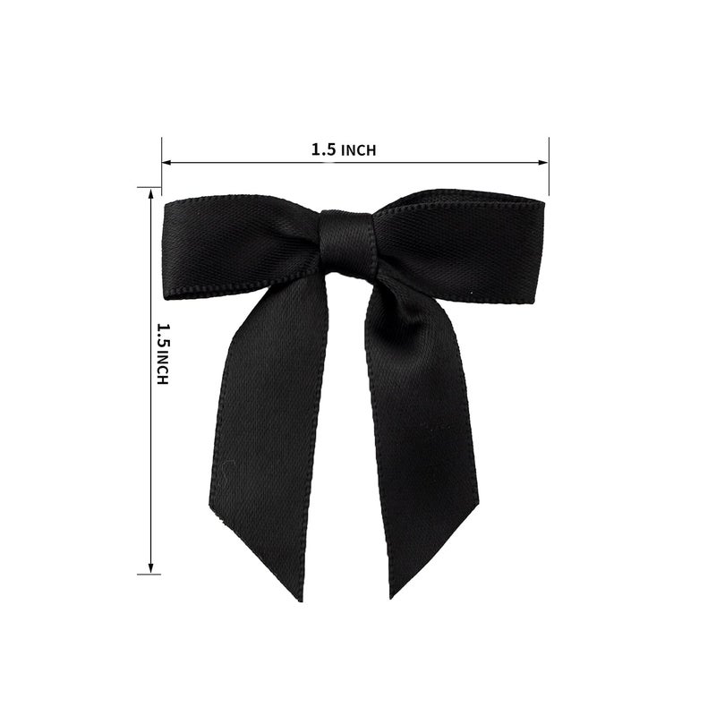 7Rainbows 50pcs Boutique 1.5" Black Satin Ribbon Mini Bows for Craft Sewing Scrapbooking Wedding and Gift Wrapping - Image 2